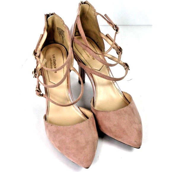 Liz Claiborne Soft Pink Suede/Patent Leather 3 Strap Heels Women's Sz 9 - Picture 2 of 8